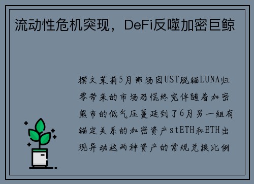 流动性危机突现，DeFi反噬加密巨鲸